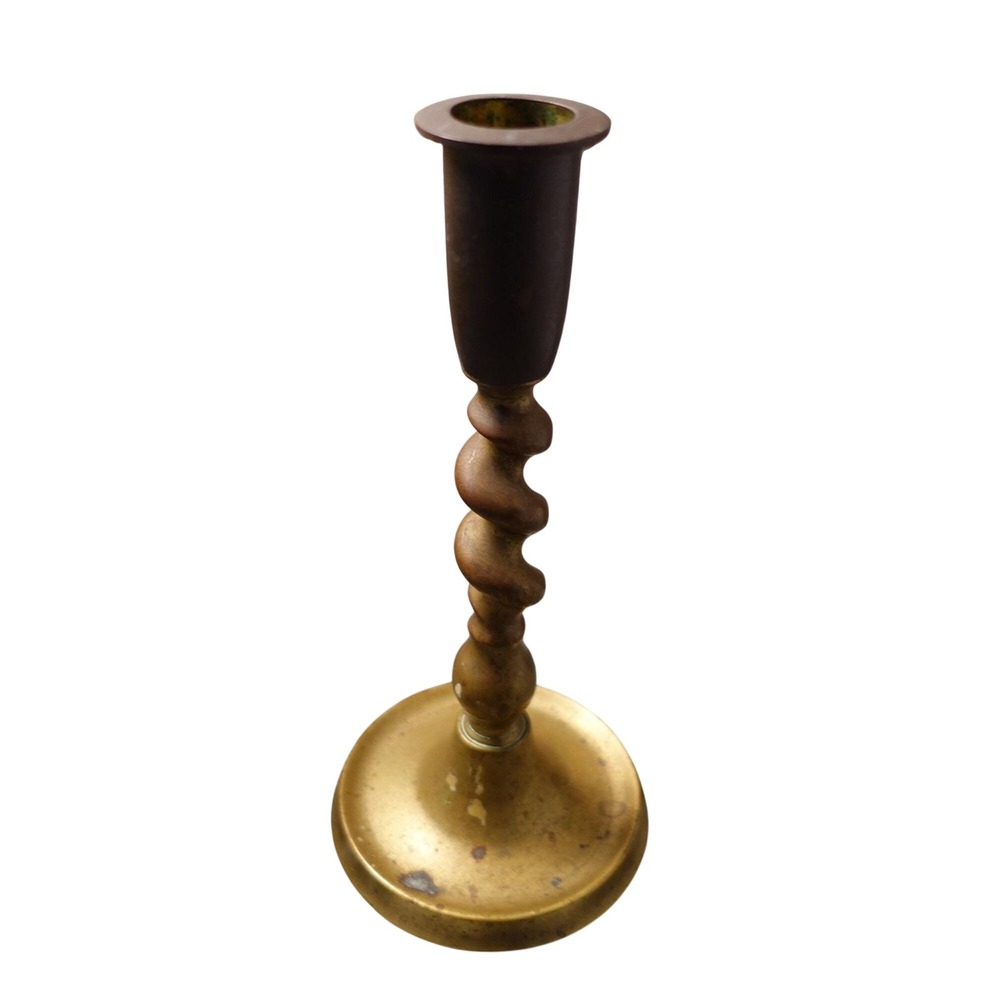 Vintage‎ Brass Candlestick Holder Barley Twist Stem Table Decor Home Accent